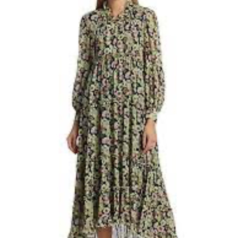 NWT CINQ À SEPT Lucille Floral Long Sleeve Maxi Dress Women's Size 10 - Picture 1 of 16